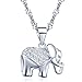 Yumilok Pendentif Collier en 925 Argent et Zircon cubique l'éléphant d'argent Brillant Aimable Mignon pour Femme Fille comme Cadeau