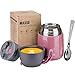 Boîtes Alimentaires Isothermes, 500ML Boîte Isotherme Repas Chaud ou Froid en Acier Inoxydable, Thermoisolant Boîte Récipient Thermique sans BPA avec Cuillère Pliante pour Ecole, Bureau