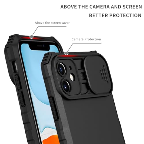 Image of ShieldTech Back Cover Case for Apple iPhone 11 | Sliding Camera Shield | Stereoscopic Stand | Shockproof 360 Protection | PC + TPU Hybrid Mobile Phone Case Cover for iPhone 11 | Black