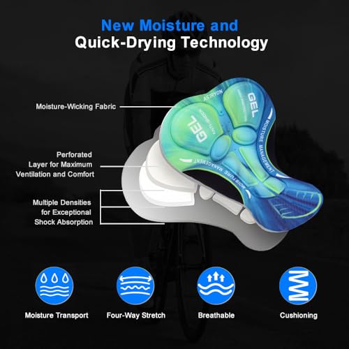 Astryon Cycling Shorts Mens 5D Padded Mtb Liner Undershorts Breathable Bicycle Underwear, Quick Drying Shockproof Black - 6