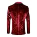 Mens Velvet Blazer Slim Fit Fashion Long Sleeve Notched Lapel Button Suit Jacket for Wedding Prom Dinner Party Red