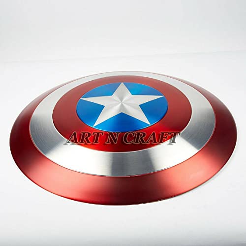 Image of ART N CRAFT 22 Inch Metal Shield Prop Replica for Marvel Fans Collectors Cosplay Gifting Home Decor | Sturdy 2.8 Kg Battle Shield Inspired by Superhero Films | Iconic Display Memorabilia