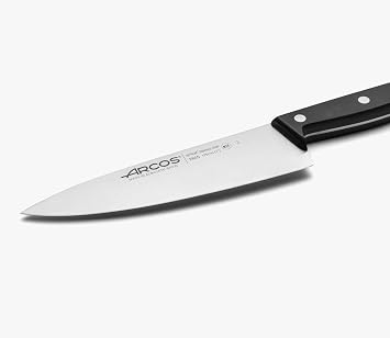 Arcos Chef Knife 7.5 Inch Stainless Steel. Professional Cooking Knife for Cleaning and Cutting Vegetables. Ergonomic Polyoxymethylene Handle and 175 mm Blade. Series Universal. Color Black