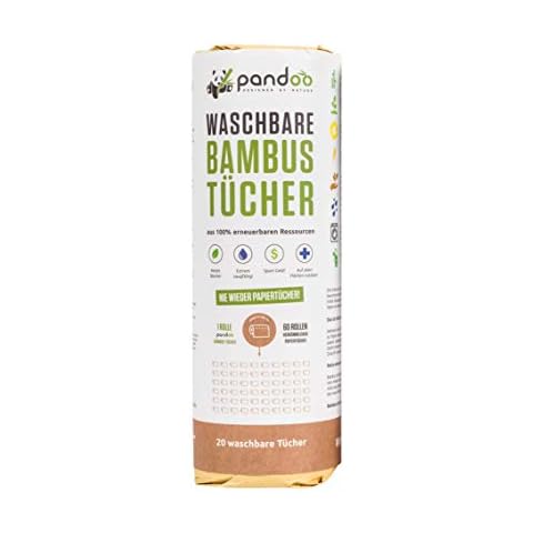 pandoo Bamboo Kitchen Roll | Washable Kitchen Towels Made Out of Bamboo fibers | Softer & More Absorbent Than Regular Paper Towels | Eco Friendly Cleaning Product | Versatile & Tear-Resistant Cover