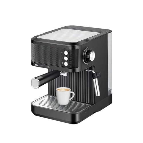 Wintem - Macchina Caffè 850W per Espresso Intenso con Filtro in Acciaio Inossidabile, Serbatoio da 2L e Compatibilità con Caffè Macinato e Cialde, Uso Facile e Design Compatto Nera
