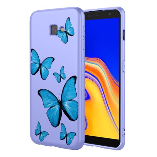 KOARWVC Phone Case for Samsung Galaxy J4 Plus Case, Samsung J4 Prime/Galaxy J4 Core Cute Butterfly Pattern Design Slim Protective Soft TPU Bumper Phone Cover for Samsung Galaxy J4+ Purple Butterfly