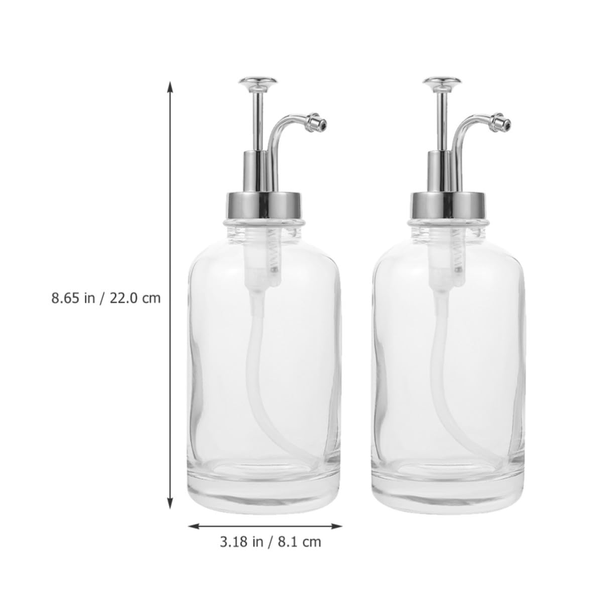 iplusmile Distributeur de Sirop à Café Acier Inoxydable et Pp 2pcs en Verre 500ml Pompe Argentée Design Unique Cuisine, Protège des Impuretés