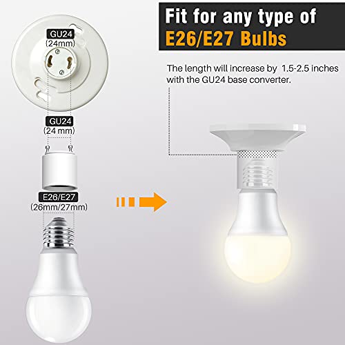 image for 4 Pack JACKYLED GU24 to E26 E27 Adapter, Heat Resistant Up to 392℉ F