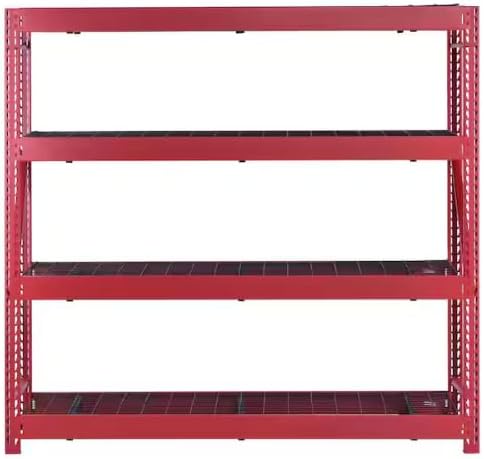 Husky 4-Shelf Metal Industrial Garage Storage Shelving Unit, Red, 77x72x24 Inches, Heavy-Duty Steel, 2500 lbs per Shelf
