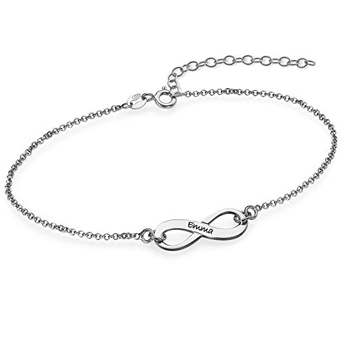 MyNameNecklace �p�[�\�i���C�Y�C���t�B�j�e�B�u���X���b�g - �X�^�C����I�� - �X�^�[�����O�V���o�[�A�\���b�h�S�[���h�܂��̓��b�L - �����`�F�[��, 2 Names Bracelet with Diamond, �X�^�[�����O�V���o�[�B, 