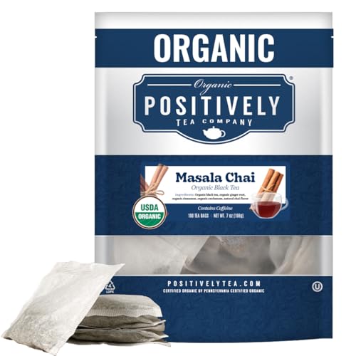 Image of Positively Tea, Organic Masala Chai Tea, 100 Ct Tea Bag Value Pack