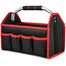 HAUTMEC 13 Inch Tool Bag, Foldable Open Top Tool Bag with Stiff Frame, Heavy-Duty Tool Tote with Padded Handle, Water-Resistant Base, Portable Tool Organizer for DIY & Jobsite Use TB0001