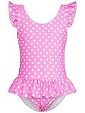 Vieille 4T Girls Swimsuit Toddler Girl 5T One Piece Ruffle Swimsuits Pink Polka Dot Bathing Suits for Beach