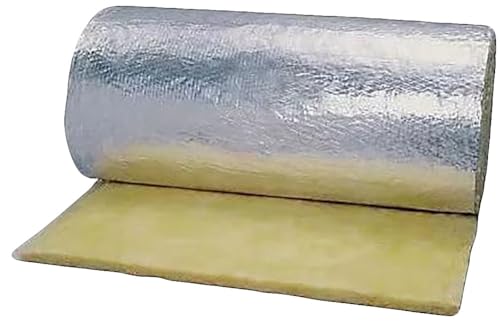 TWCUSEP Reflective Fiberglass FRK FOIL Silver Faced Duct Insulation HVAC Pipe Wrap Water Heater RAFTERS ATTICS GARAGES BASEMENTS 2.2 Thick R8-12 (2 ft x 4 ft)