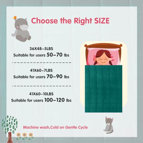Image of yescool Weighted Throw Blanket 10lbs, 41 inch x 60 inch, Green