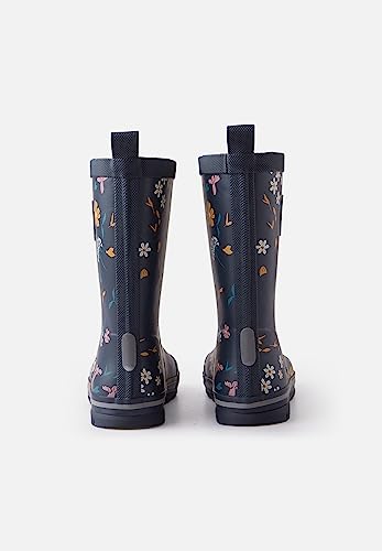 Reima Taika Kids Waterproof Outdoor Rain Boots for Girls & Boys, Navy Flowers, 6/6.5 Toddler2