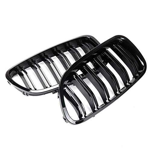 Zwbfu 2 peças preto brilhante capa de pára-choque dianteiro grade de rim substituição da grade de co