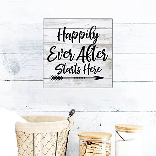 Plaque murale en bois chrétienne Happily Ever After déco salon