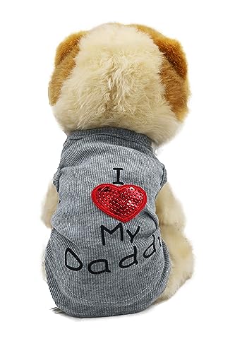 Small Dog Clothes XXS Puppy Dogs Shirt I Love My Mom Mommy Dad Daddy Dog T Shirts for Small Dogs