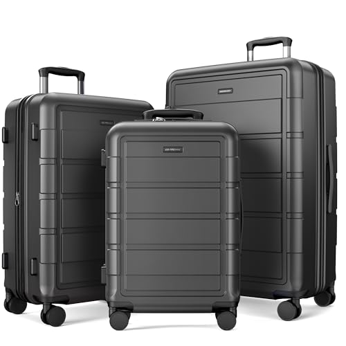 SHOWKOO Luggage Sets Expandable 100% PC Durable Suitcase Dou...