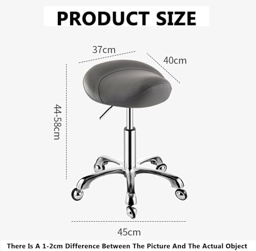Ergonomic Saddle Stool, 360° Rotating Rolling Chair, Adjustable Height 44-58cm, Ideal for Home Office & Beauty Salon - Comfortable White Design