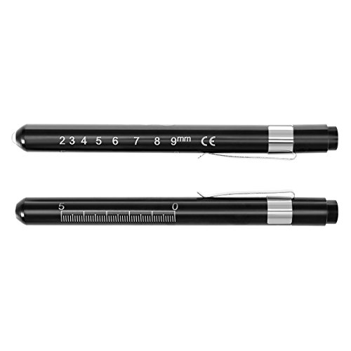 Rosenice Lot de 2 stylos médicaux pour infirmières avec jauge de pupille pour infirmières et médecins avec piles incluses Noir