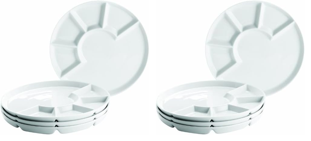 MÄSER Fondueteller 4er Set 24 cm, Porzellan, Weiß (Packung mit 2)