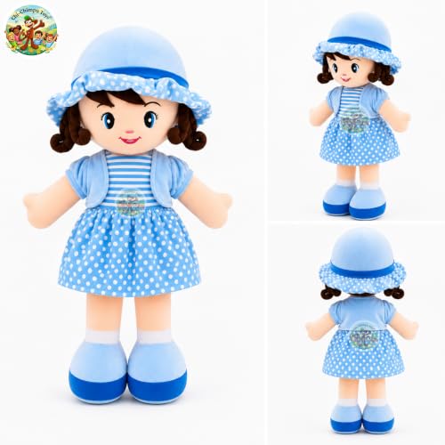 Image of Chi-Chimpu Toyss Soft Curly Doll 30cm (Blue) for Kids | Ultra Soft Plush Stuffed Doll | Cuddly Hugging Toy | Skin-Friendly & Washable | Birthday Gift for Girls & Boys | Cute Sleeping Companion |