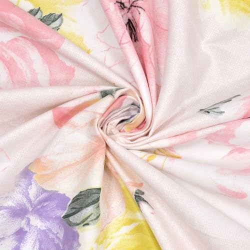 Image of 300 TC Floral Pattern Glace Cotton Single Bed Bedsheet for Single Bed with 1 Pillow Cover | Wrinkle Free Soft Hypoallergenic | Bedding Set Lightweight Breathable Bed Sheet - 60X90 inch
