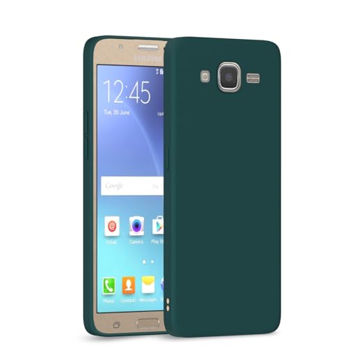 Image of Outlouders Back Cover for Samsung Galaxy J7 2015 / J7 / J7 Nxt | Camera Protection | Durable Soft Matte Silicone Bumper Case (Green)