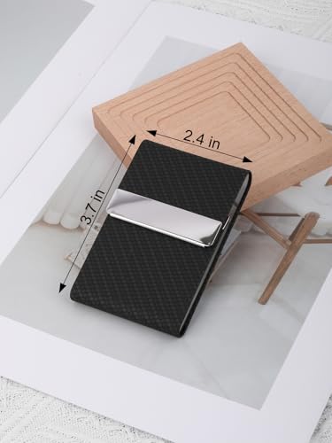 Slim Metal Business Card Case, Stainless Steel Card Holder for Women and Men, Pocket Card Case (Black Carbon)2
