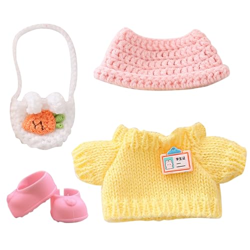 MLPKOI Bekleidung für 17cm Plüsch, Kuscheltier Kleidung Outfit Set, Kleidung für Puppe, Puppen Bekleidung Set mit Pullover, Mütze, Tasche, Schuhe, Puppenkleidung für Geschenke