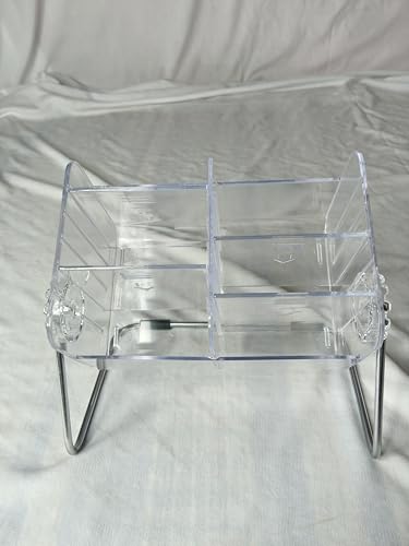 Image of Clear Acrylic Desk Organizer with Remote Holder, Pen Stand and Mobile Phone Holder, Transparent Plastic Multi-Functional Caddy with Metal Stand