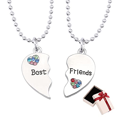 Xihuimay 2 unidades de collar con colgante corazón a juego con el mejor collar amigos amistad amor...