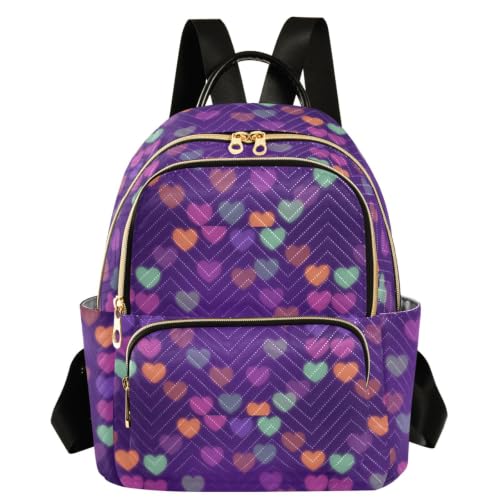 Mochila de moda casual con estampado de corazones pequeños de poliéster