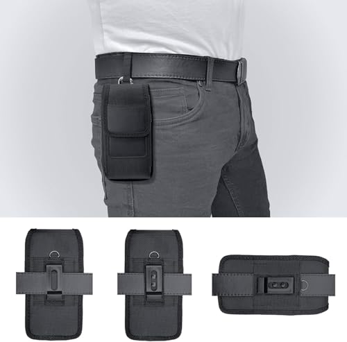 Image of Men's XXL Mobile Purse Holster - Waist Belt Clip Pouch and Nylon Cell Phone Case with Card Holder - Durable Mobile Phone Bag for Convenience and Security