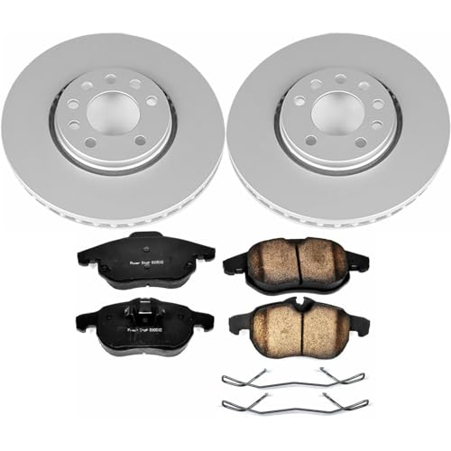 Image of PowerStop Front Brake Kit for Saab 9-3 2003-11 | Saab 9-3X 2010-11 - Fully-Coated Disc Rotors with Z23 Carbon-Fiber Ceramic Brake Pads Upgrade, CRK985