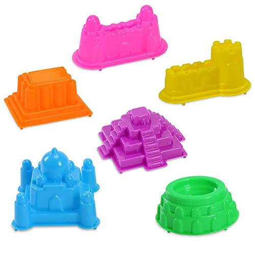 Odoukey Moule en Plastique 6 pièces, Jouets de Sable de Plage en Plastique Souple pour Enfants et Tout-Petits, bac à Sable, Jouets Jeu, moules Construction...