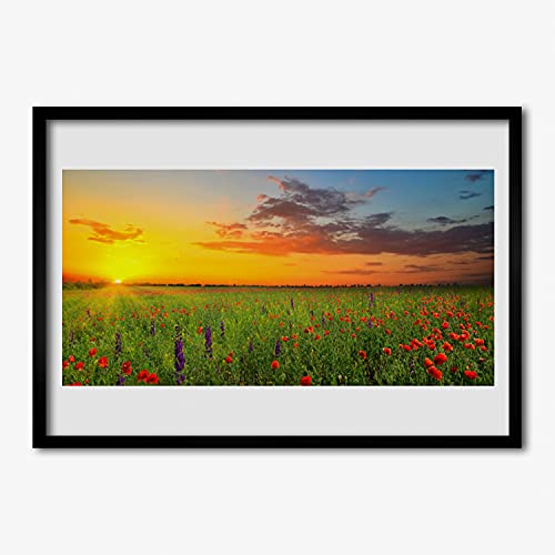 Affiche encadrée 70x50 cadre en MDF Sun Meadow Flowers image photo murale salon