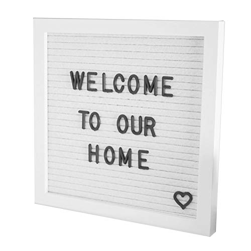 Nikita By Niki ® Petit tableau à lettres en feutre blanc | Cadre en bois | Lettres, chiffres et émoticônes dorés, argentés et noirs, 25,4 x 25,4 cm Cover