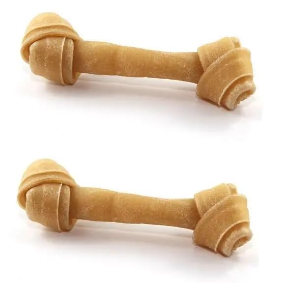 Knotted Rawhide 6" Chew x2 Bone 15cm Dog Chews Treat Treats Dog Bone Natural
