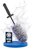 Cepillo para llantas de microfibra, cepillo suave para llantas de aleación y radios, extraestrecho y no daña la pintura, cepillo de microfibra para coche, moto y bicicleta – Cepillo limpiador de