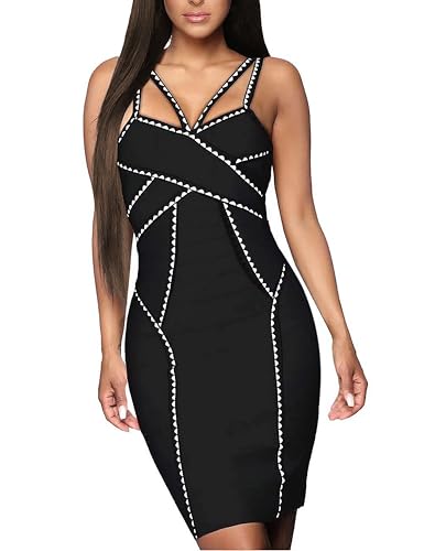 Image of Hybrid & Company Women's Elegant Bandage Dress | Stretch fabric, flattering bodycon fit, elegant silhouette, suitable for cocktail parties, events, and special occasions