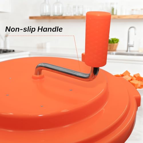 Hakka 2.5 Gallon Salad Spinner,Commercial Restaurant Manual Lettuce Dryer for Vegetable Fruit Dryer Mixer(Orange) by HAKKA FOOD PROCESSING - Image 9