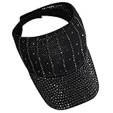 Visor Cap Damen Sonnenhut Glitzer Anti-UV Schutz mit Klettverschluss Sonnenblende Tenniskappen Sommerkappe Sonnenschutz Schirmcap für Golf Radfahren Angeln Tennis Laufen Frauen Mädchen (A- Schwarz)