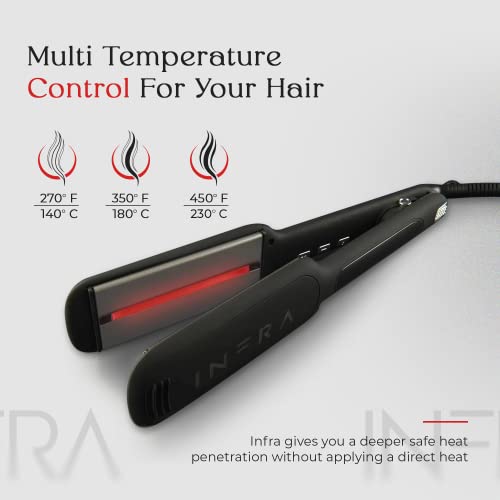 Infra™ Flat Iron Hair Straightener - Professional Hair Styler For Straight, Curl, And Wavy Styles With Infrared Hair Growth Technology - 2 Inch Tourmaline Ionic Ceramic Plates - Damage And Frizz Free #TOP1