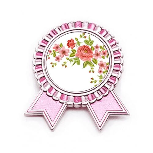 Broche rose avec roses rouges métal M, le bijou d'imprimé floral pour robe et revers de veste