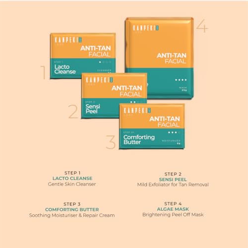 Image of Kanpeki Anti-Tan Facial Kit - 4-Step Skincare Ritual for Tan Removal, Skin Brightening, Hydration, Soothing Sun-Stressed Skin & Boosting Natural Glow | Aloe Vera, Lemon, Turmeric Infused - 48g