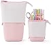 Stiftehalter, Teleskop-Halter, Schreibwaren-Etui, PU-Kordsamt, Steh-Transformator-Tasche, teleskopisch, ideal für Kosmetiktasche, Make-up-Tasche (Pink)