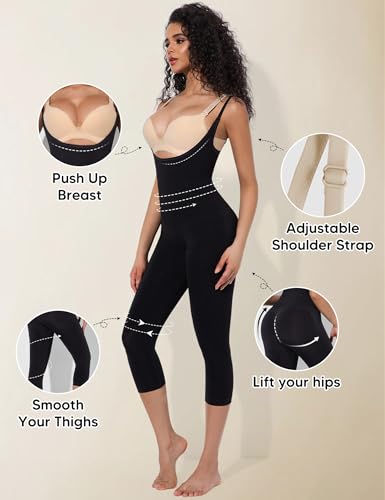 Women Open Bust Full Bodysuit Tummy Control Shapewear Body Shaper Butt Lifter Thigh Slimmer3